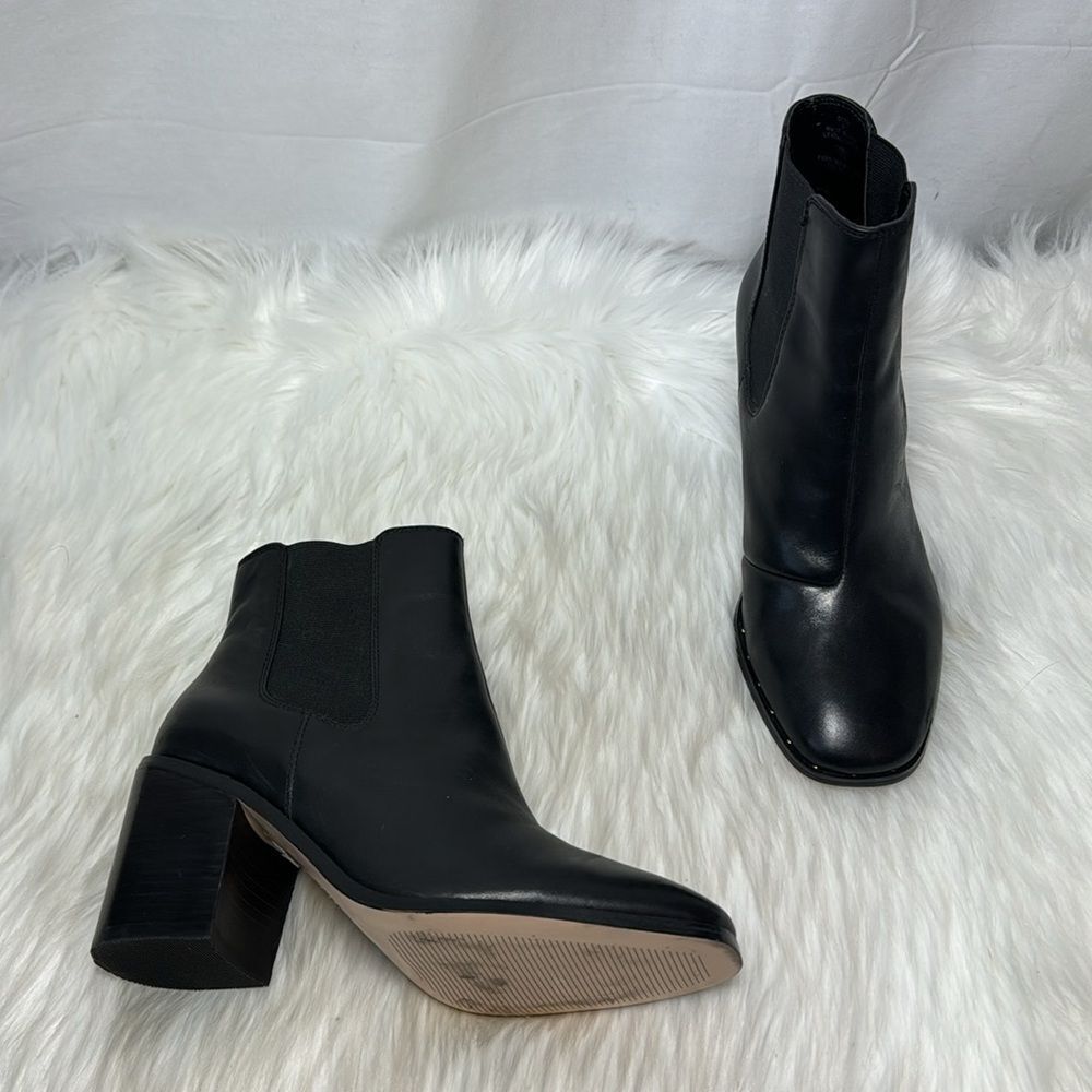 RENVY Debby Black Leather Stud Detail Boots Sz 6.5